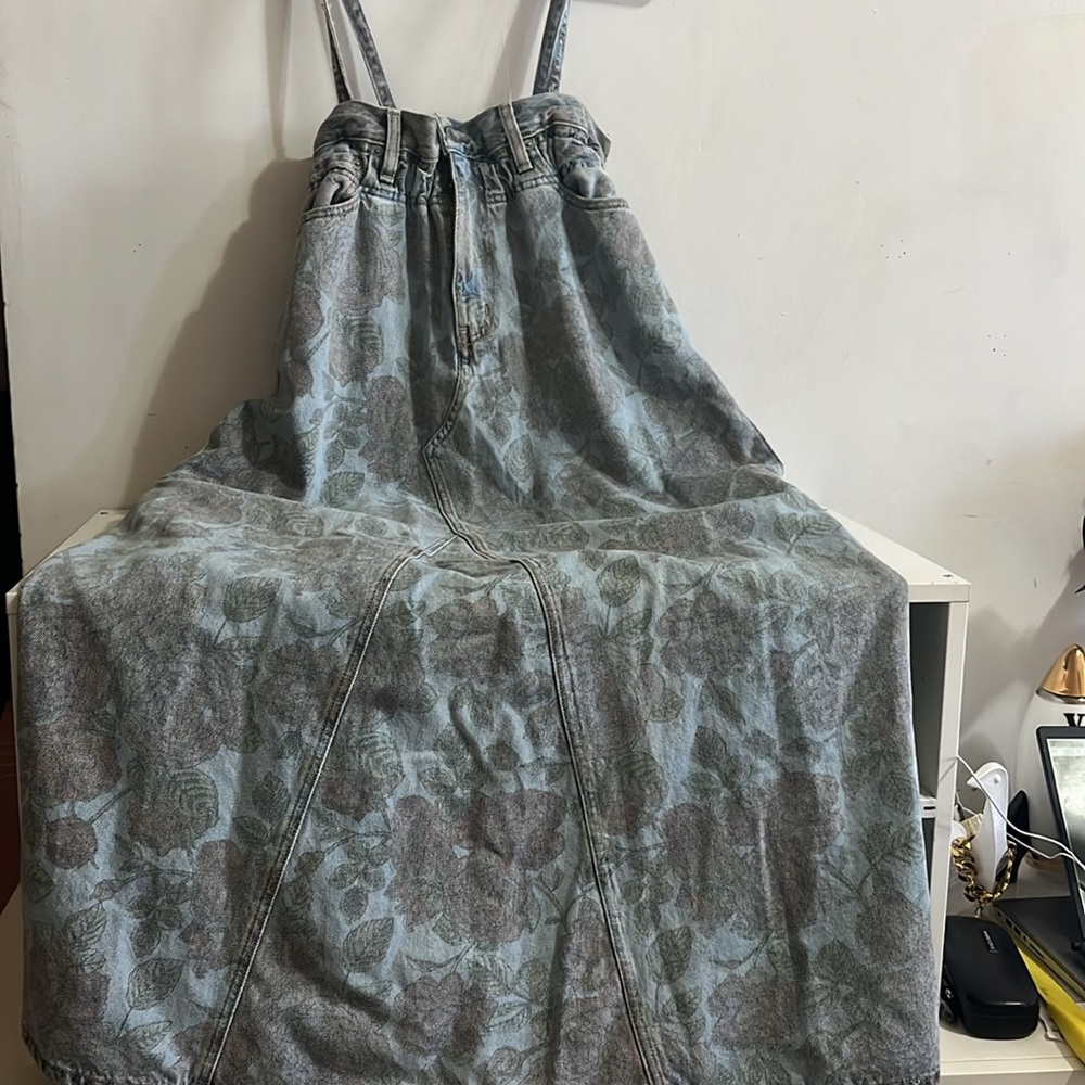 Ganni x Levi’s Cinched Floral Print Denim Midi Dress Size XXS - Picture 8 of 13